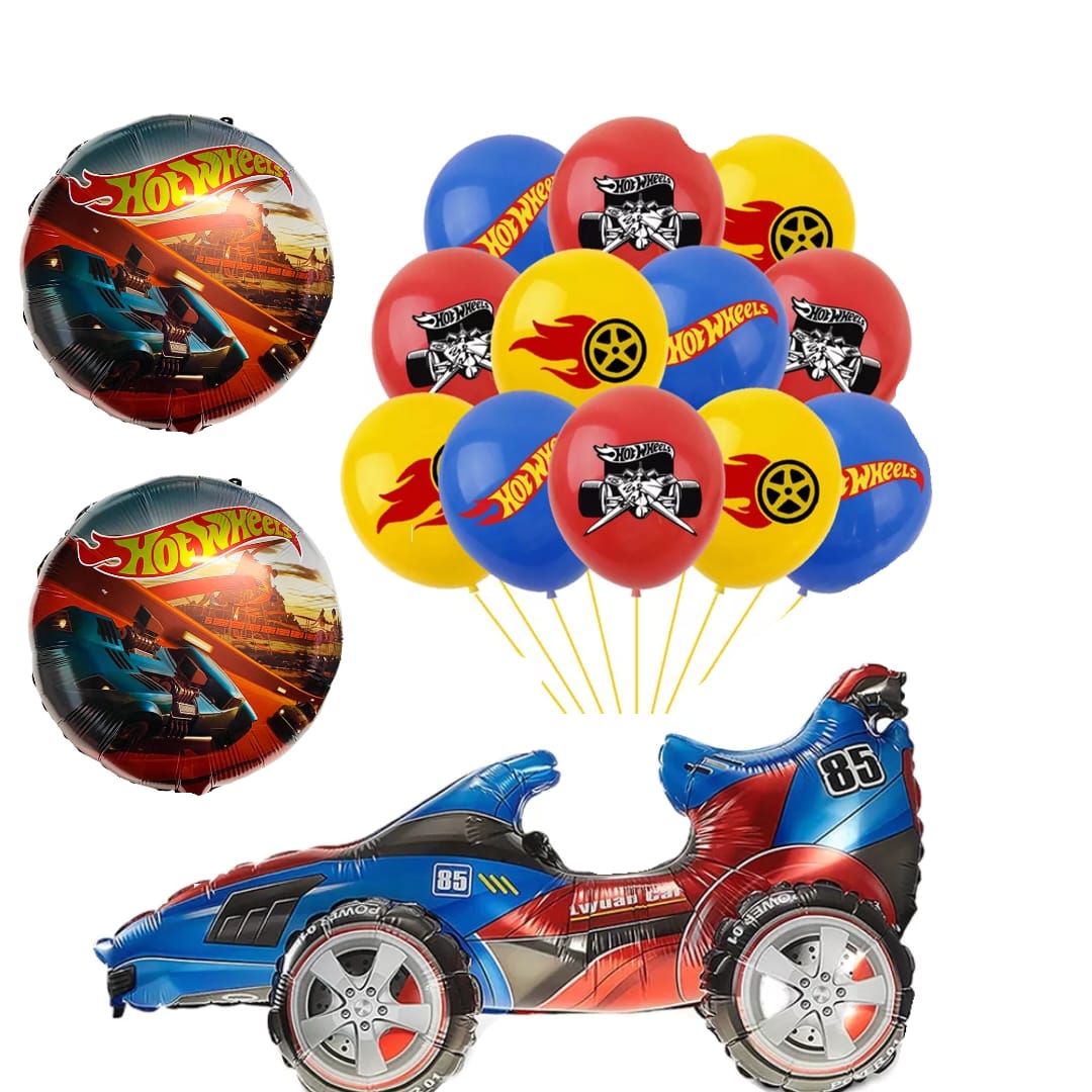 Kit Globos Decoración para Cumpleaños Hotwheels 130pzas Tu Fiesta a