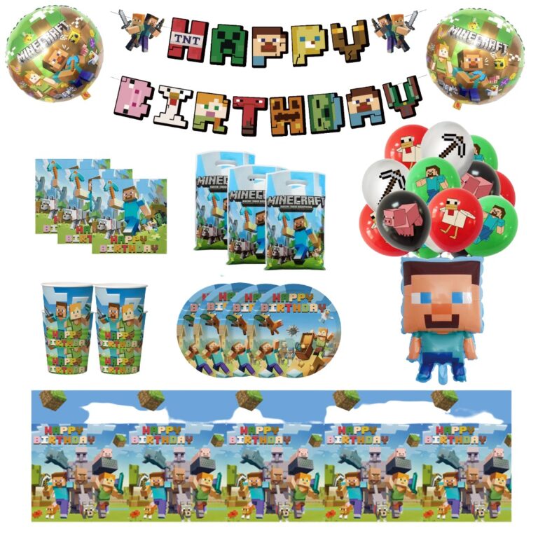 Set Cotillón para Cumpleaños Minecraft Tu Fiesta a un Click