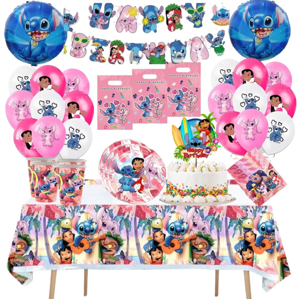 Globos Cotillón Decorativo Cumpleaños Lilo Stich Rosa Tu Fiesta a