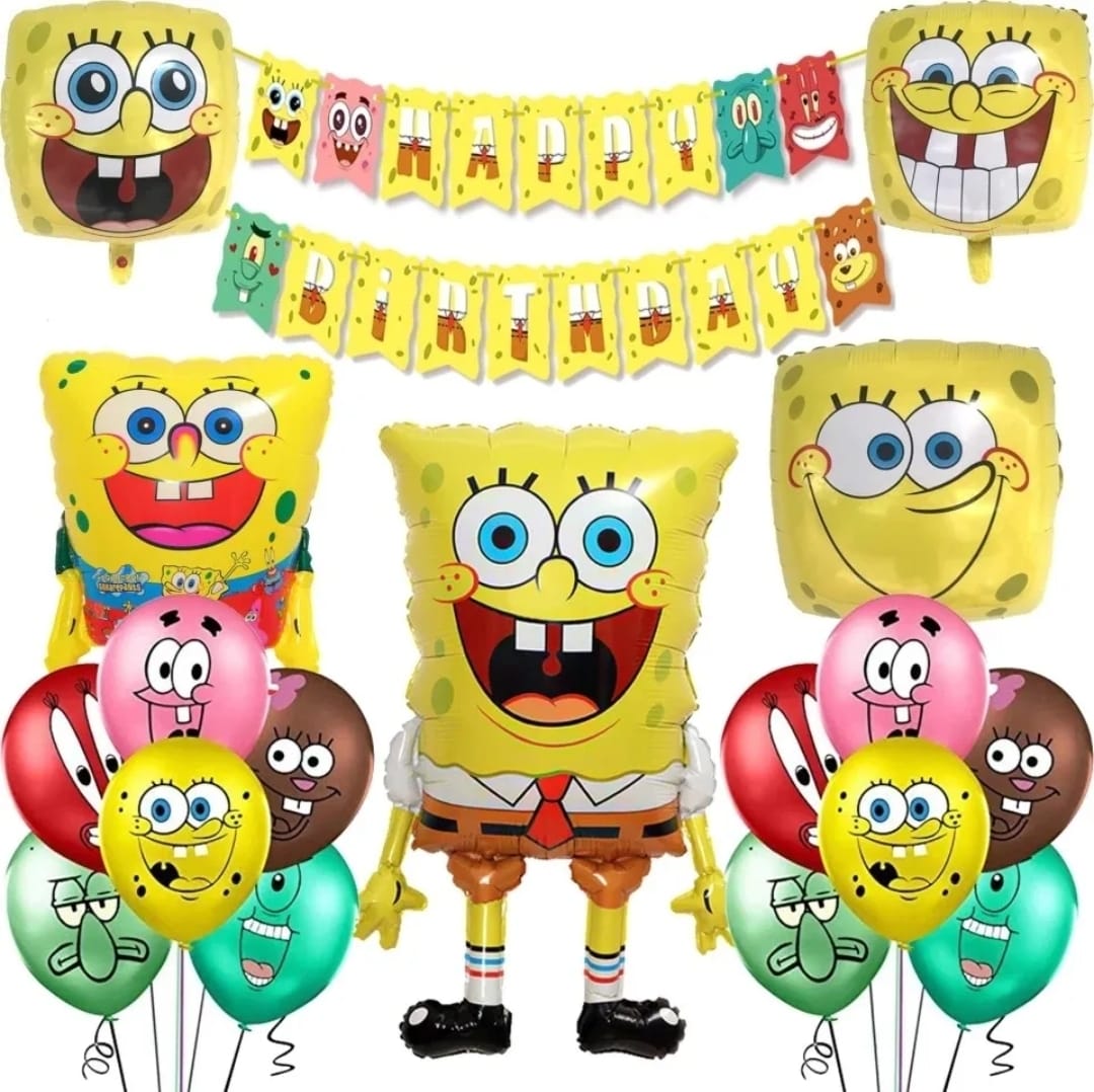 Set Globos con Banderín Bob Esponja Tu Fiesta a un Click