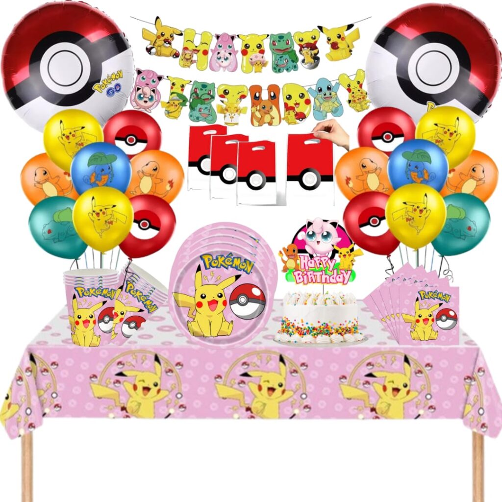 Globos Cotillón Decorativo Cumpleaños Pokémon Rosado Tu Fiesta a un Click