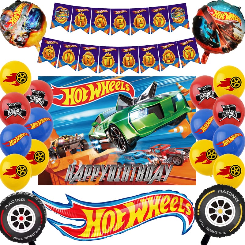 Set Decorativo Con Fondo Tel N Para Cumplea Os Hotwheels Tu Fiesta A