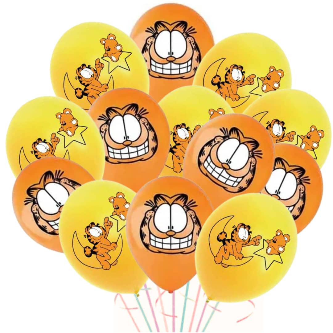 Pack 12 Globos Látex Cumpleaños Garfield Tu Fiesta a un Click