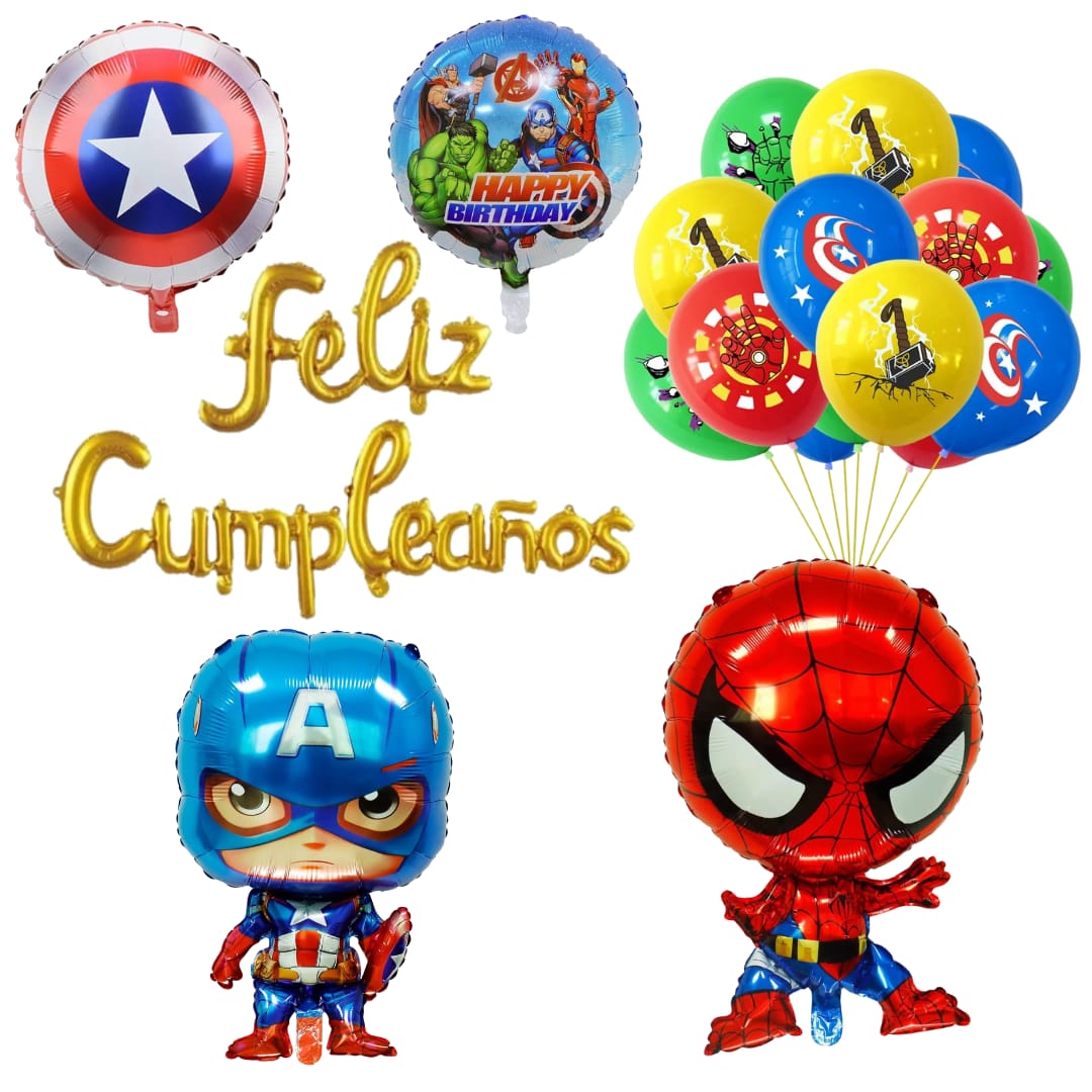 Set Globos Aluminio Globos L Tex Feliz Cumplea Os Avengers Tu