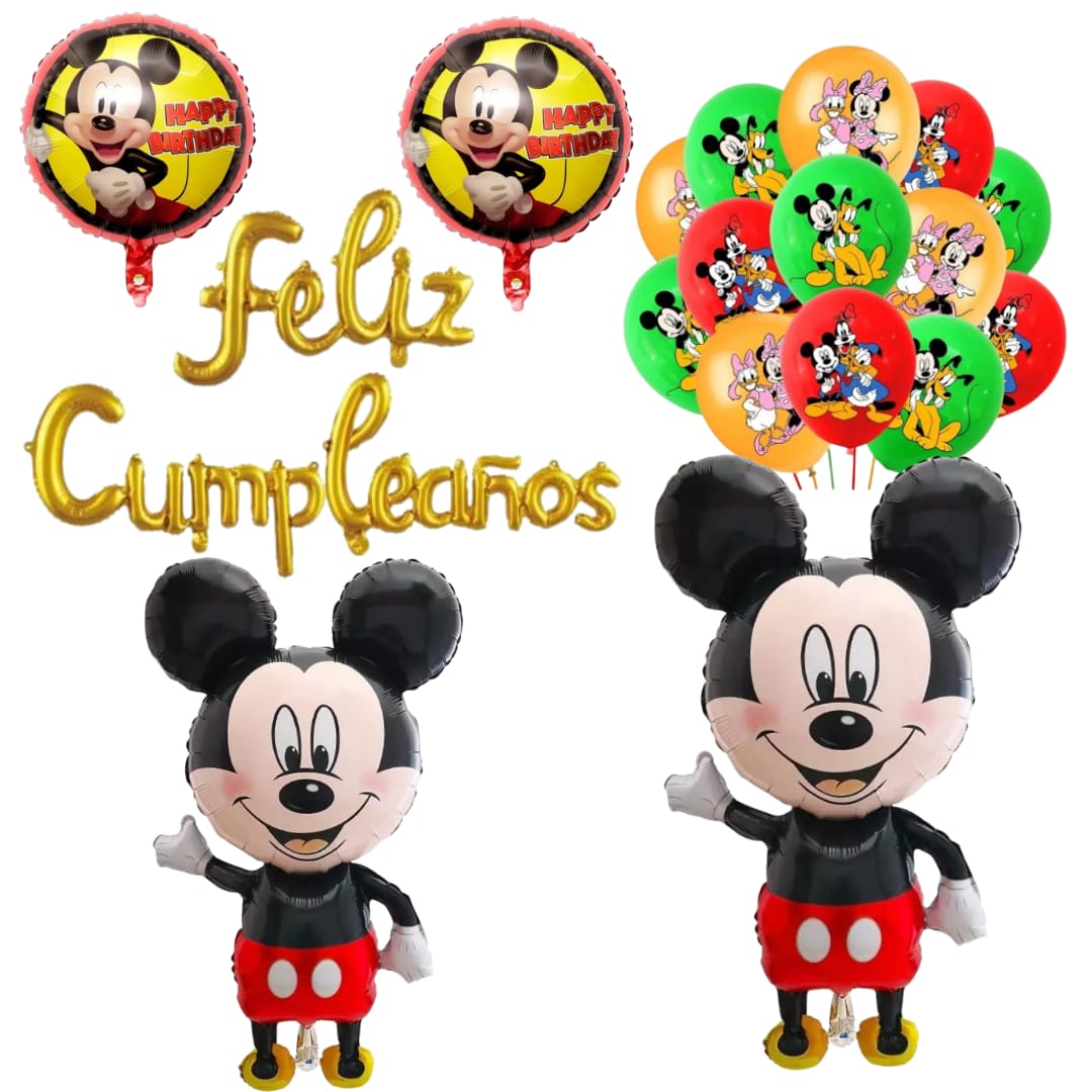 Set Globos Aluminio Globos L Tex Feliz Cumplea Os Mickey Mouse