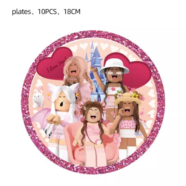 Platos Decorativos 10 Unidades para Cumpleaños Roblox Niña