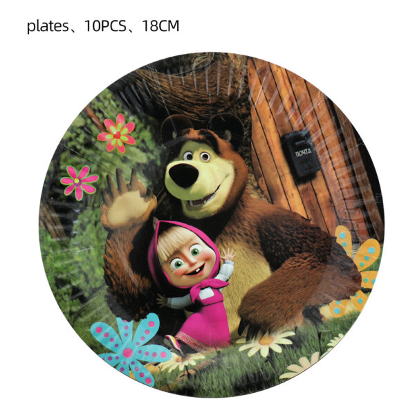 Platos Decorativos 10 Unidades para Cumpleaños Masha y El Oso