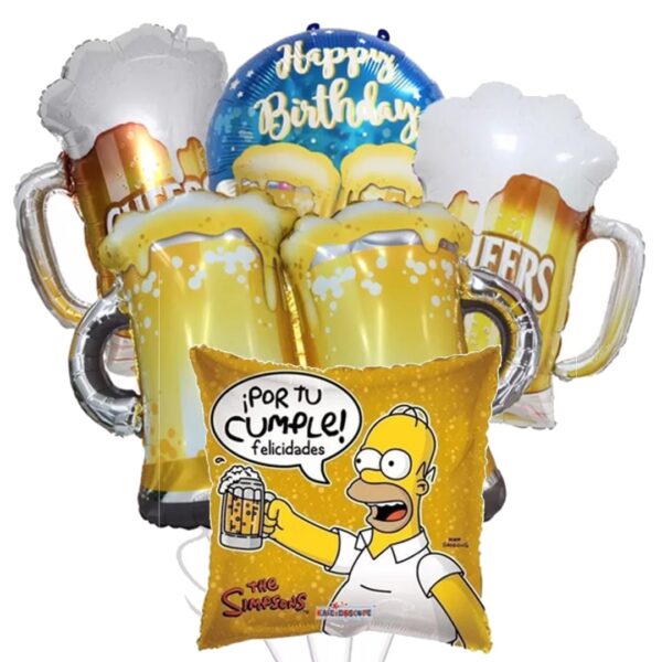 Set de globos aluminio Cerveza mas globo Homero