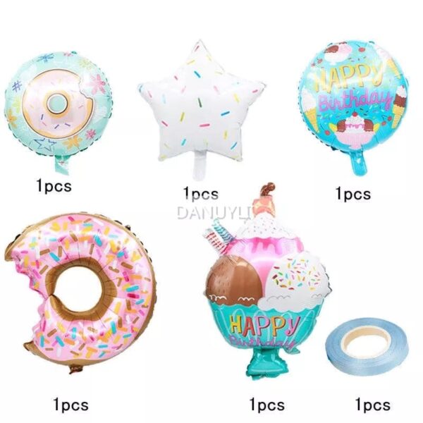 Set Globos Aluminio Pastelito, Donas y Helado 5pzas - Imagen 6