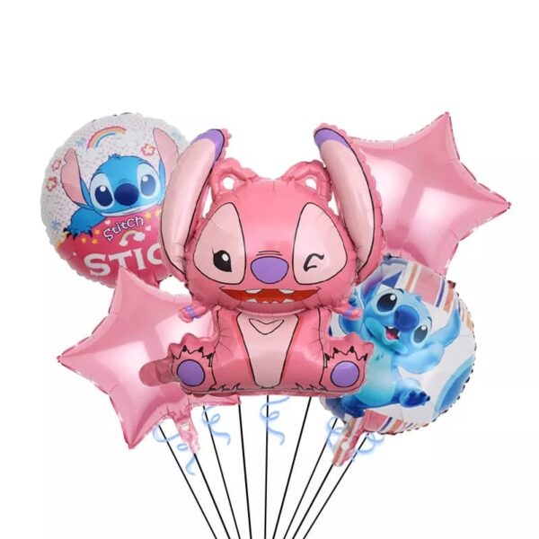 Set Globos Aluminio Lilo & Stich Rosa 5pzas (Angel)