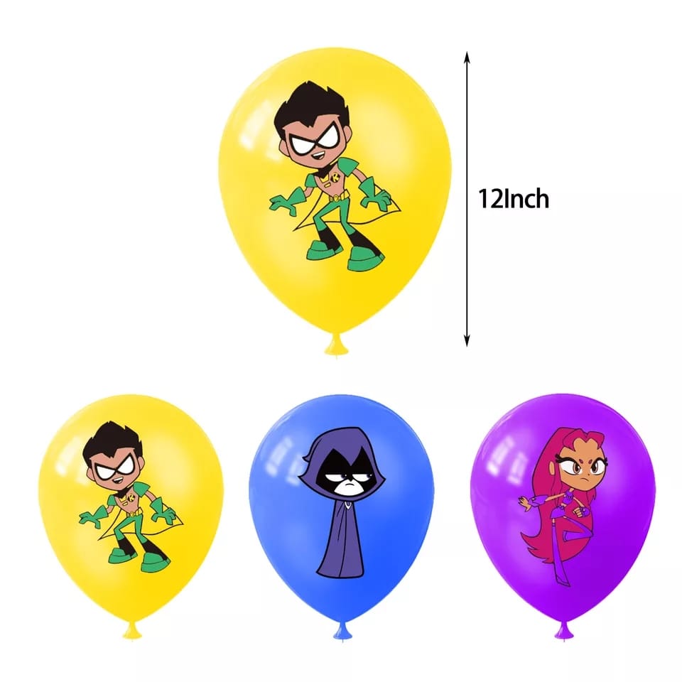 Pack 12 Globos Látex Jovenes Titanes – Tu Fiesta a un Click