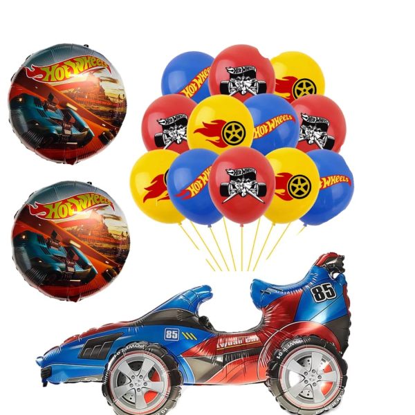 Set Globos Aluminio+Latex HotWheels (azul)