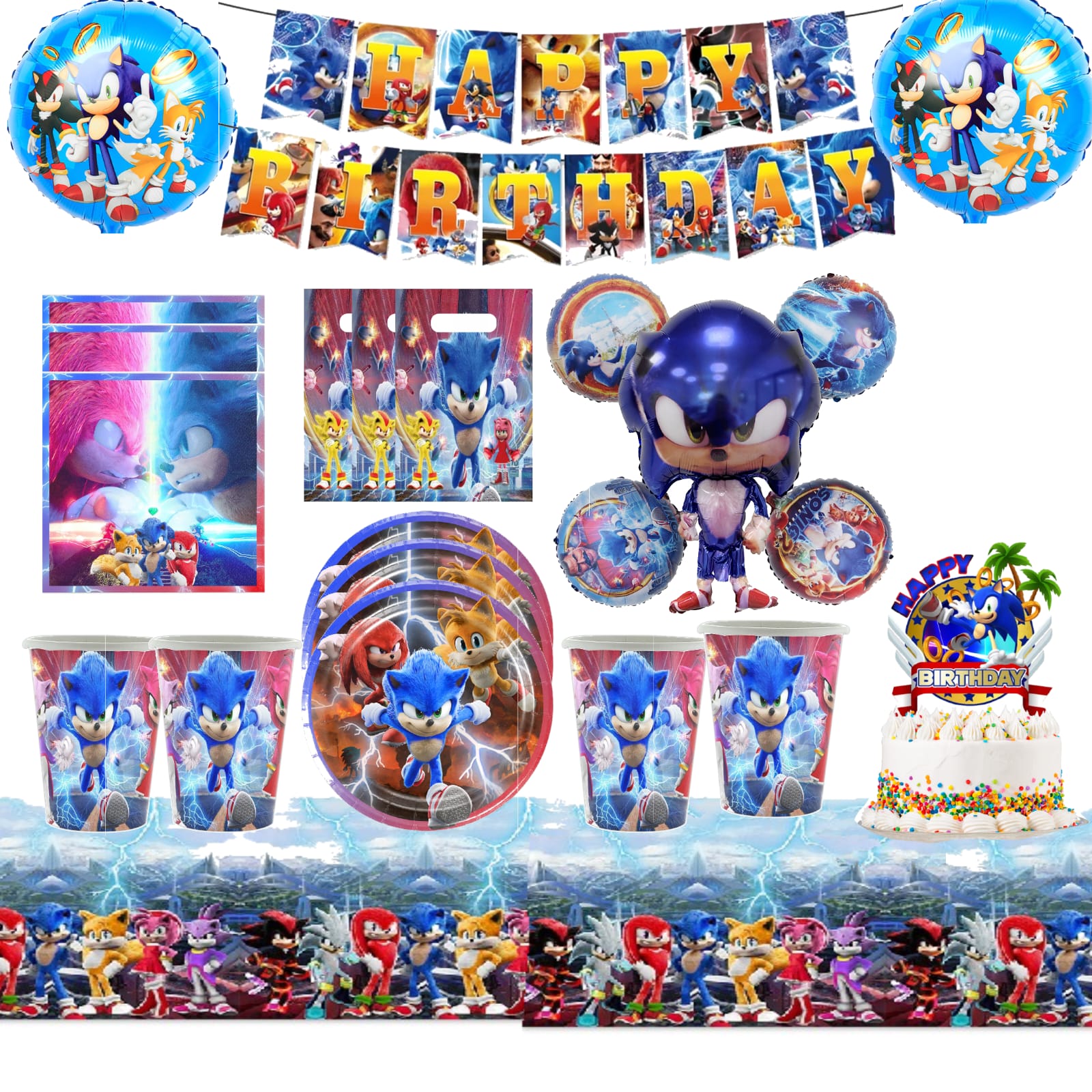 Set Globos Cotillón Para Cumpleaños Sonic – Tu Fiesta A Un Click