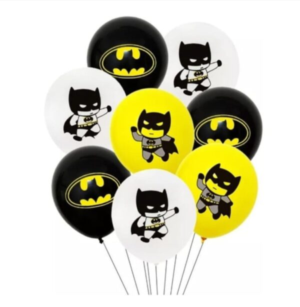 Pack 12 Globos Látex para Cumpleaños Batman mod 2 (Superheroes)