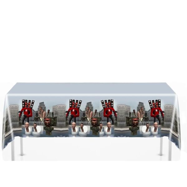 Mantel Decorativo Cumpleaños Skibidi Toilet 220cm x 130cm