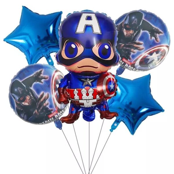 Set Globos Aluminio Capitan America 5pzas superheroe