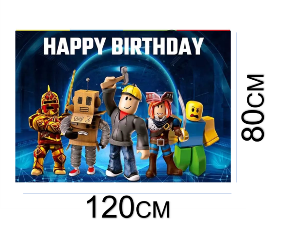Fondo telón para decoración y fotografía Roblox niño 150x100cm - Imagen 2