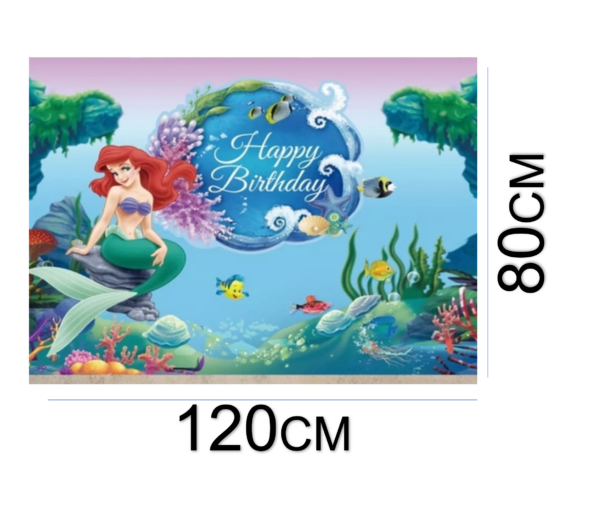Fondo telón para decoración y fotografía Sirenita Disney 120x80cm - Imagen 2