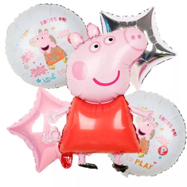 Set Globos Aluminio Peppa Pig 5pzas - Imagen 2