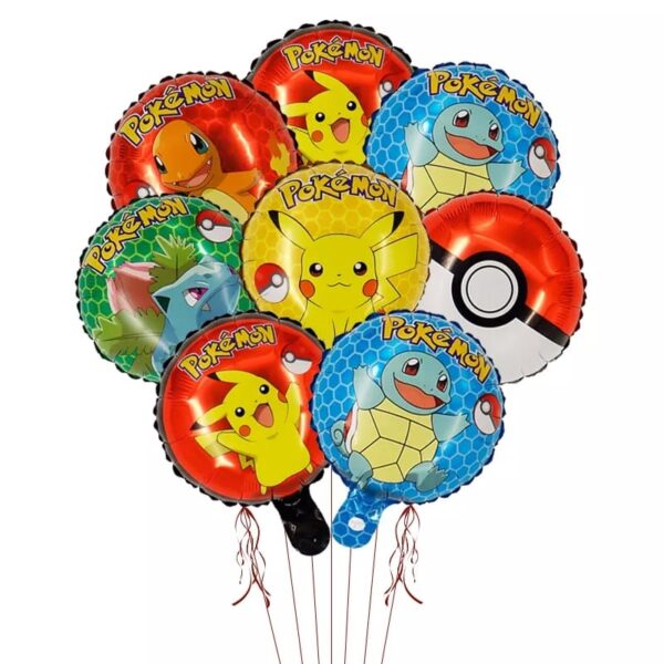 Set Globos Aluminio redondos Pokémon 8pzas 25cm