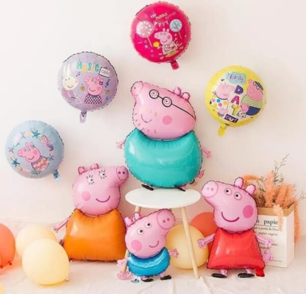 Set Globos Aluminio Peppa Familia 8 Pzas