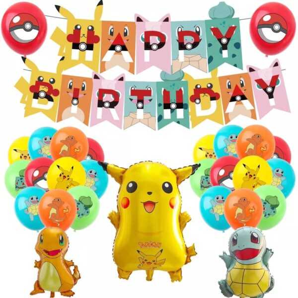 Set Globos con Banderin Pokemón