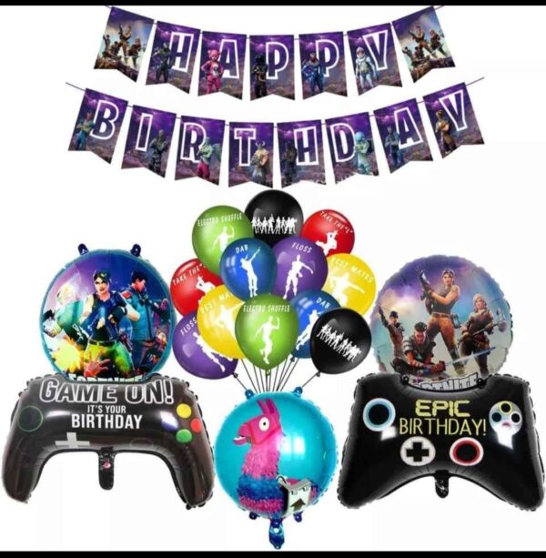 Set Globos con Banderin Fortnite