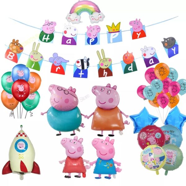 Set de Globos con Banderin Peppa (Familia)