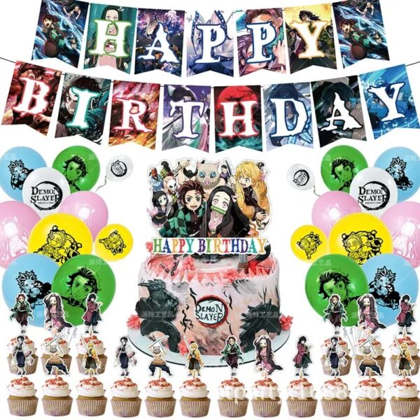 Set Decorativo para Cumpleaños Demon Slayer