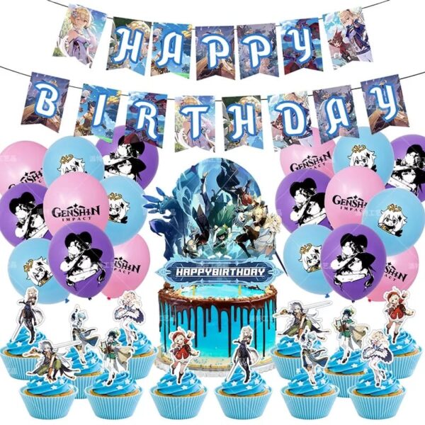 Set Decorativo para Cumpleaños Genshing Impact (Mod 2)