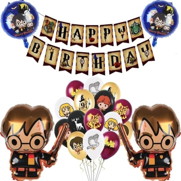 Set Globos con Banderin Harry Potter