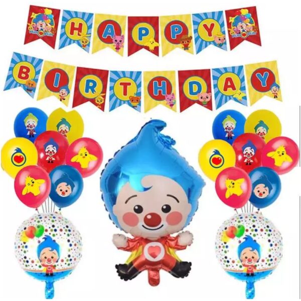 Set Globos Decorativo con Banderín para Cumpleaños Plim Plim