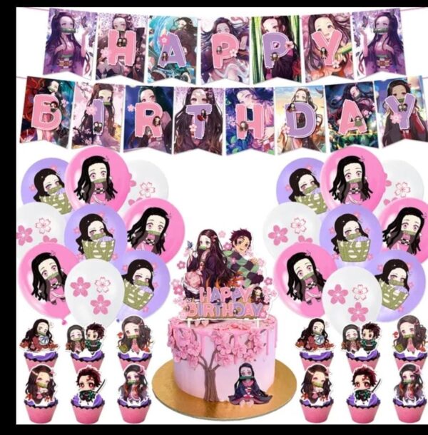 Set Decorativo para Cumpleaños Nezuko (Demon Slayer) - Imagen 2