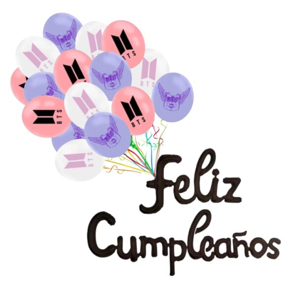 Set de globos latex mas globo aluminio BTS