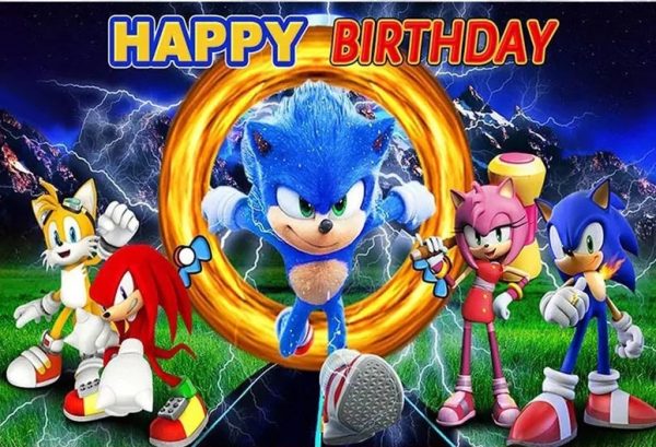 Fondo Telón decorativo para Cumpleaños Sonic Mod.2