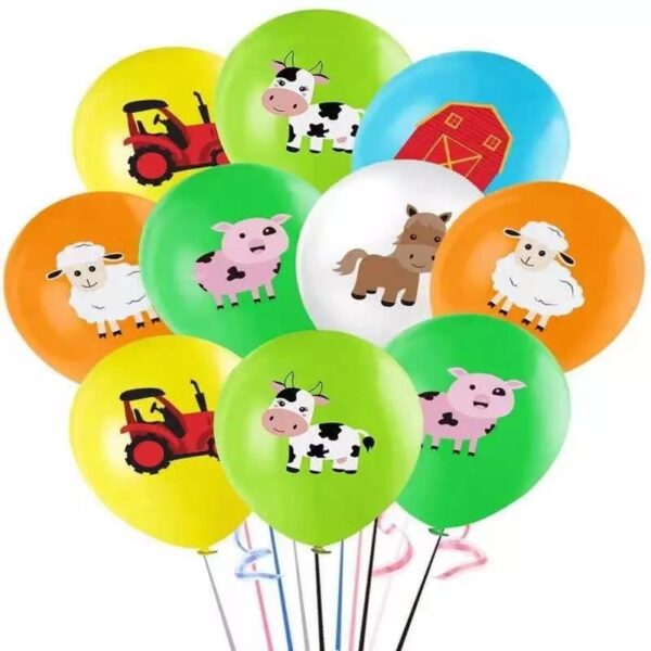 Set Globos Látex + Globos Aluminio Animales de la Granja - Imagen 2