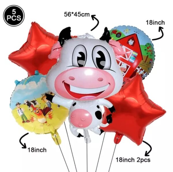 Set Globos Látex + Globos Aluminio Animales de la Granja - Imagen 3