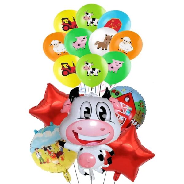 Set Globos Látex + Globos Aluminio Animales de la Granja