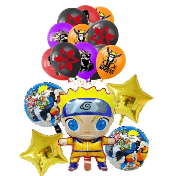 Set Globos Latex con Globos Aluminio Naruto Mod2