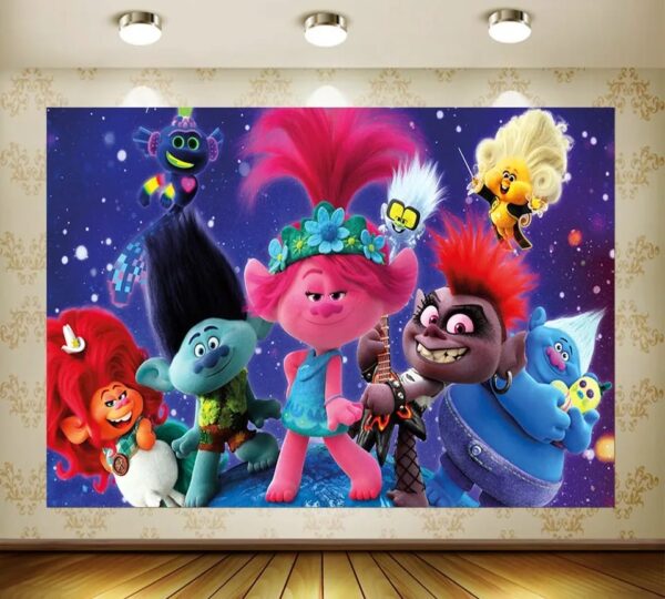 Fondo Telon Decorativo para Cumpleaños Trolls