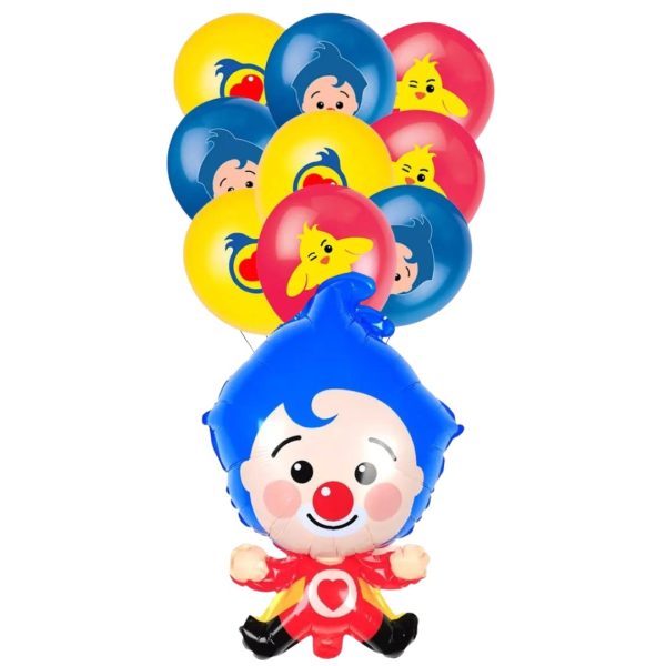 Set 12 Globos Látex Decorativo + personaje Plim plim