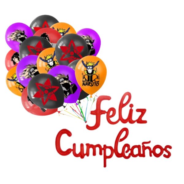 Set Globos Látex + Globo Aluminio Naruto