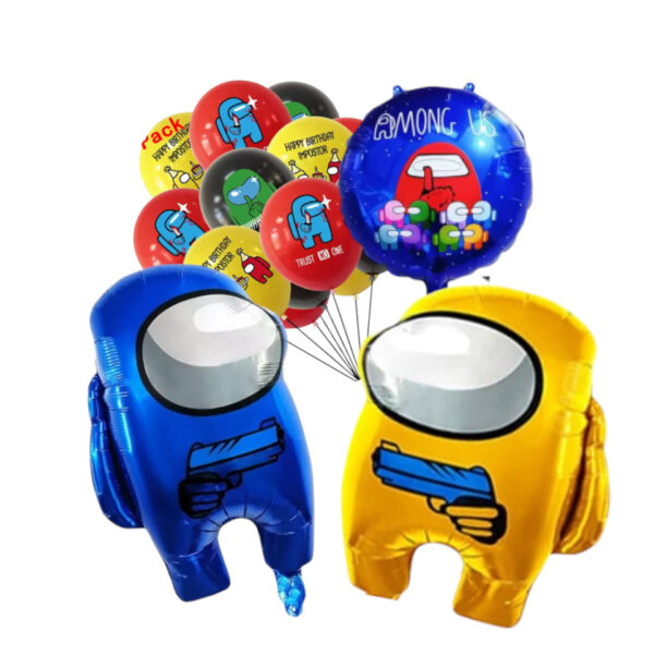 Set Globos Látex + Globos Aluminio Among Us