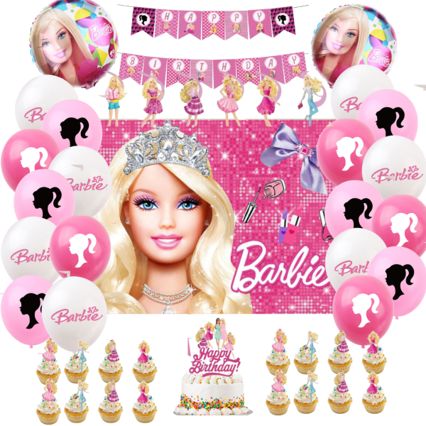 Set Decorativo para Cumpleaños Barbie con Topper y Telón