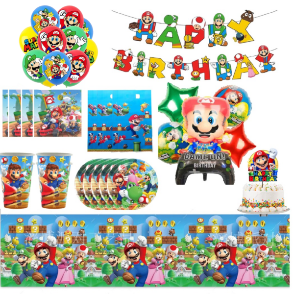 Set Globos Cotillón Decorativo para Cumpleaños Mario Bros