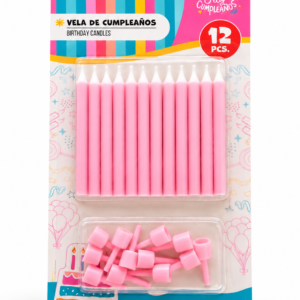Pack 12 Velas de Cumpleaños rosado