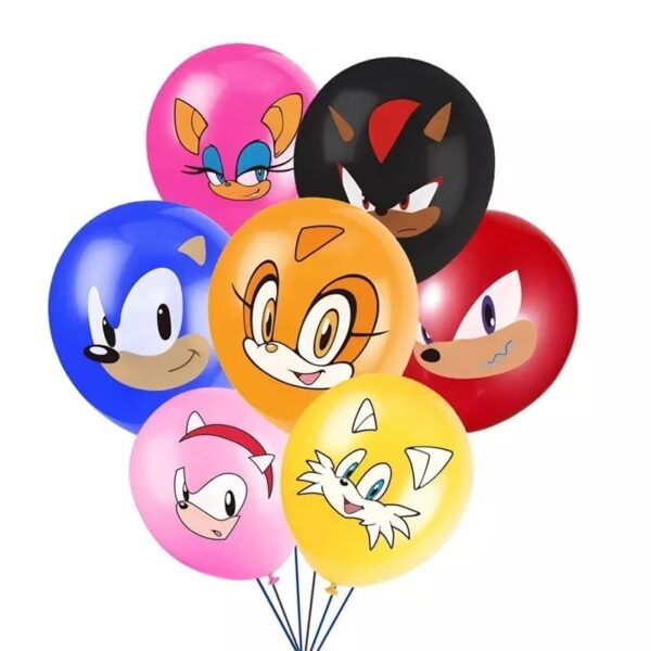 Pack 12 Globos Látex Cumpleaños  Sonic