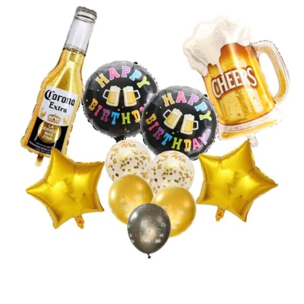 Set Globos Aluminio+latex Cerveza 11pzas