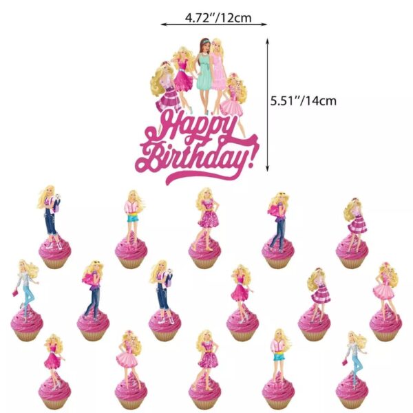 Set Decorativo para Cumpleaños Barbie con Topper y Telón - Imagen 4