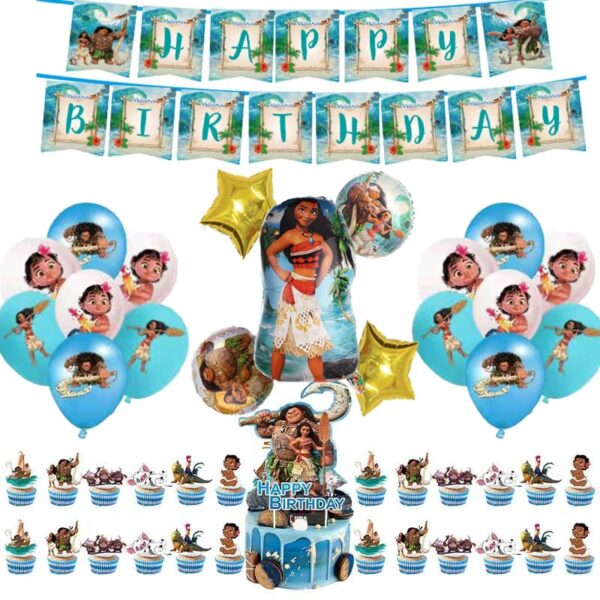Set Decorativo para Cumpleaño Moana con Topper